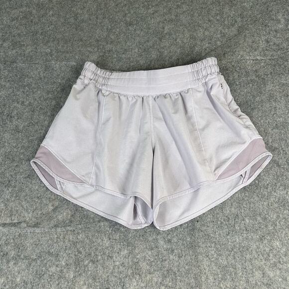 Lululemon Hotty Hot Short Womens 6 Tall Silver Lilac Lavender Running Flaws - Picture 1 of 11